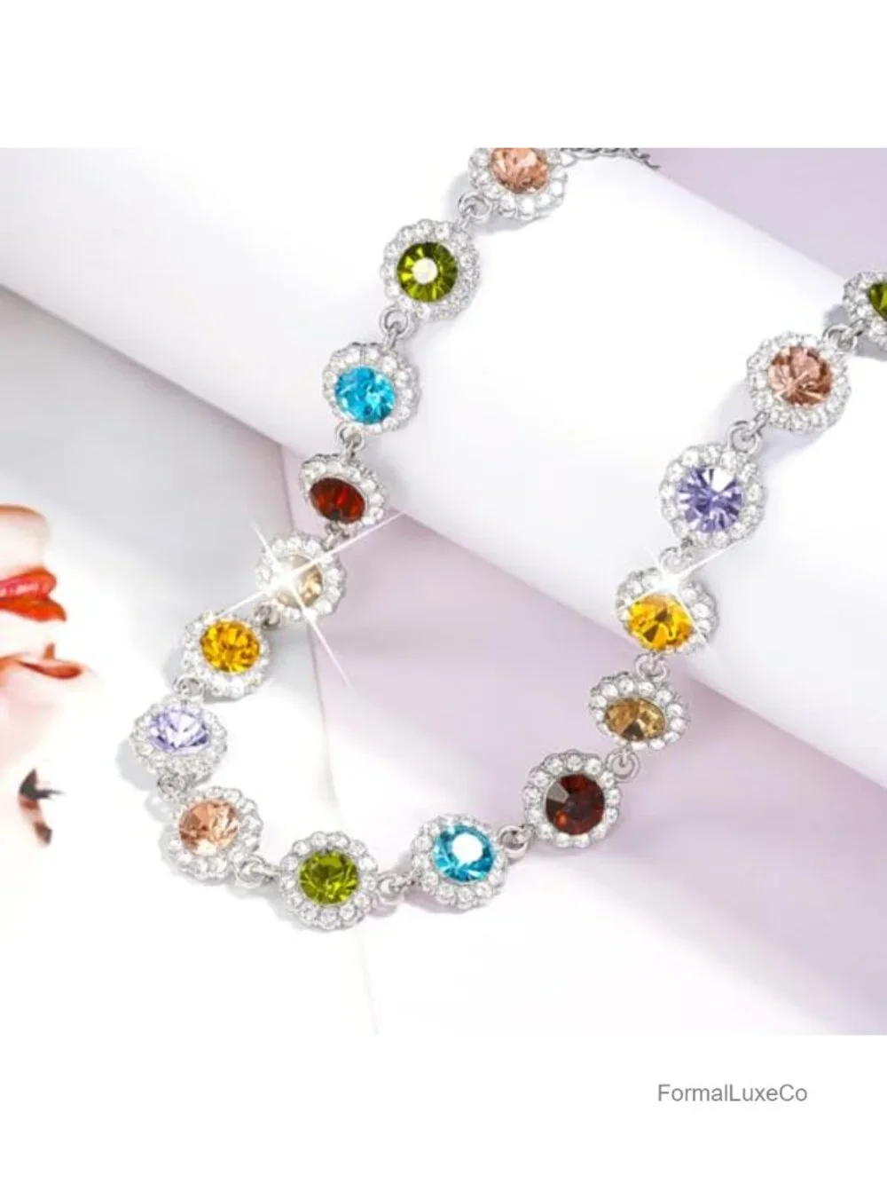 Crystal Colorful Choker Necklace Sparkly Rhinestone Adjustable